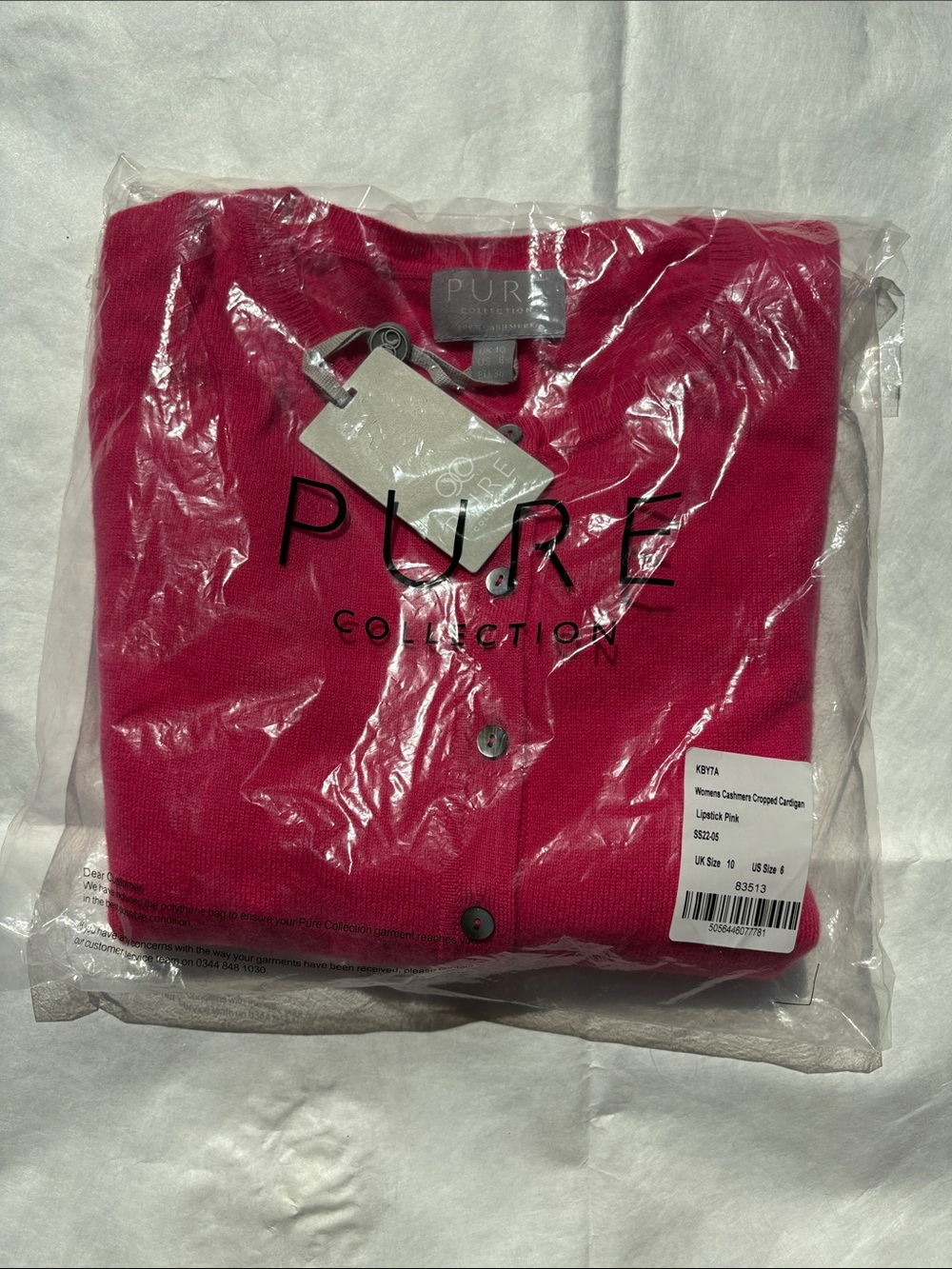 Pure Collection Women’s Cropped Cashmere Cardigan Lipstick Pink-US 6